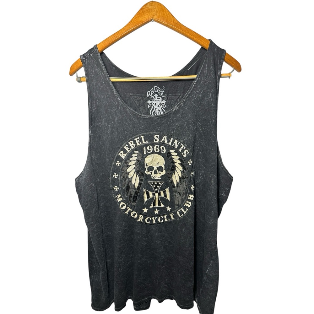 Rebel Saints Graphic Tank Top Faded Black XL